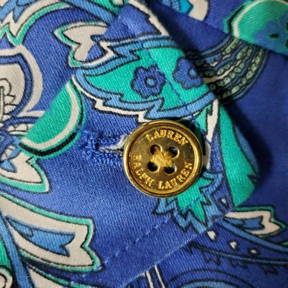 RALPH LAUREN Womens Shorts 4 Blue Floral Paisley High Waist Pockets LRL - Picture 6 of 14
